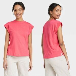 A New Day Coral Short Sleeve Extended Shoulder T-Shirt Size Medium